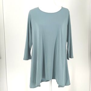 Zenana Outfitters, Blue - Grey Crewneck Three -Quarter Sleeve, Size XL